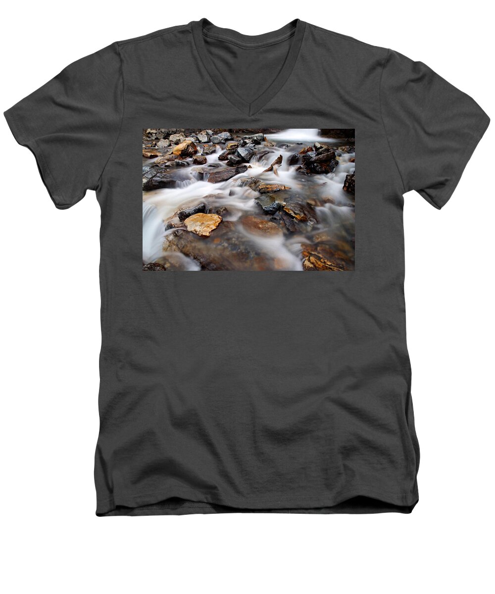 Tangle Falls Men's V-Neck T-Shirt featuring the photograph Water on the Rocks #1 by Larry Ricker