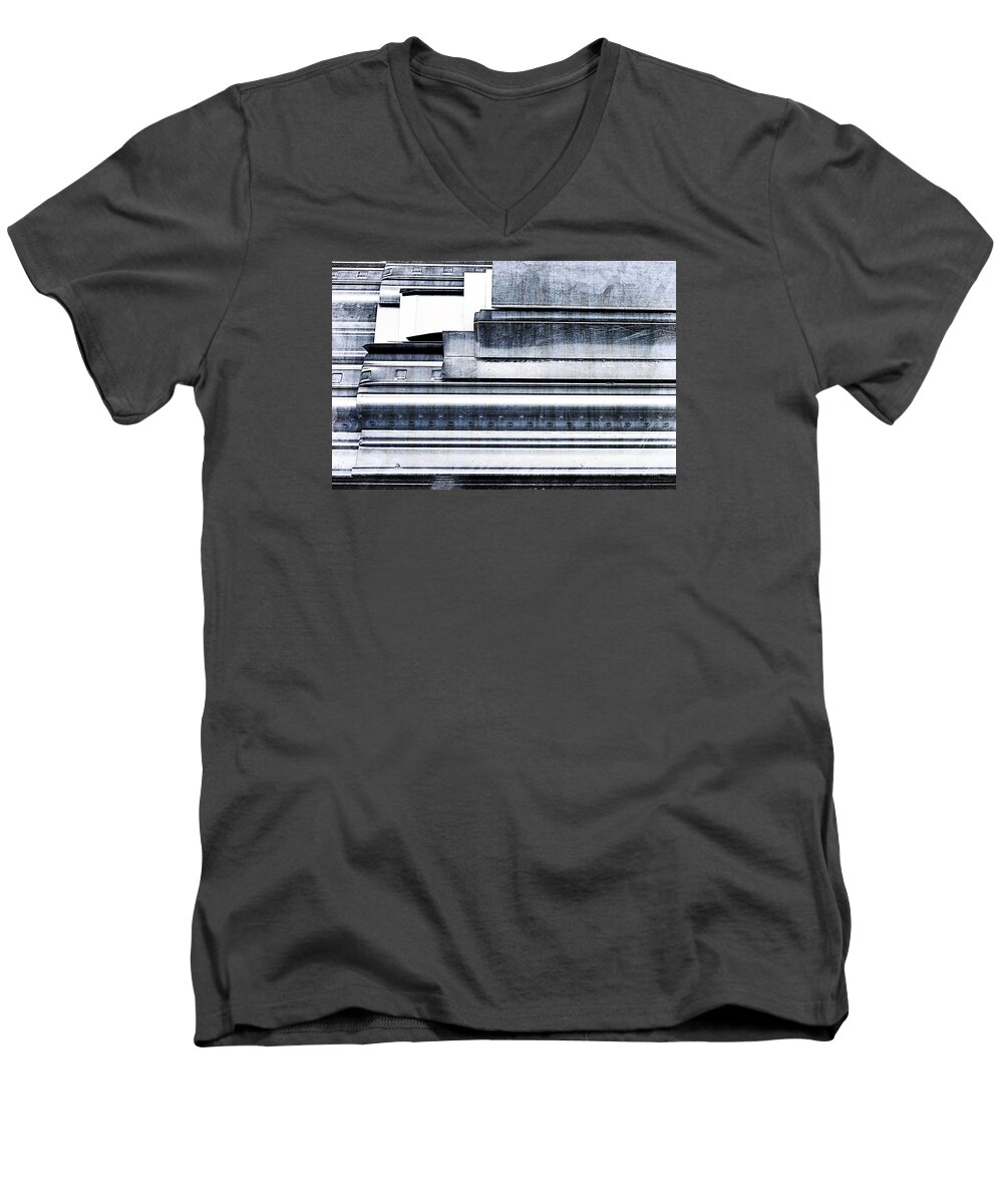 Abstract Men's V-Neck T-Shirt featuring the photograph Metal bars #13 by Tom Gowanlock