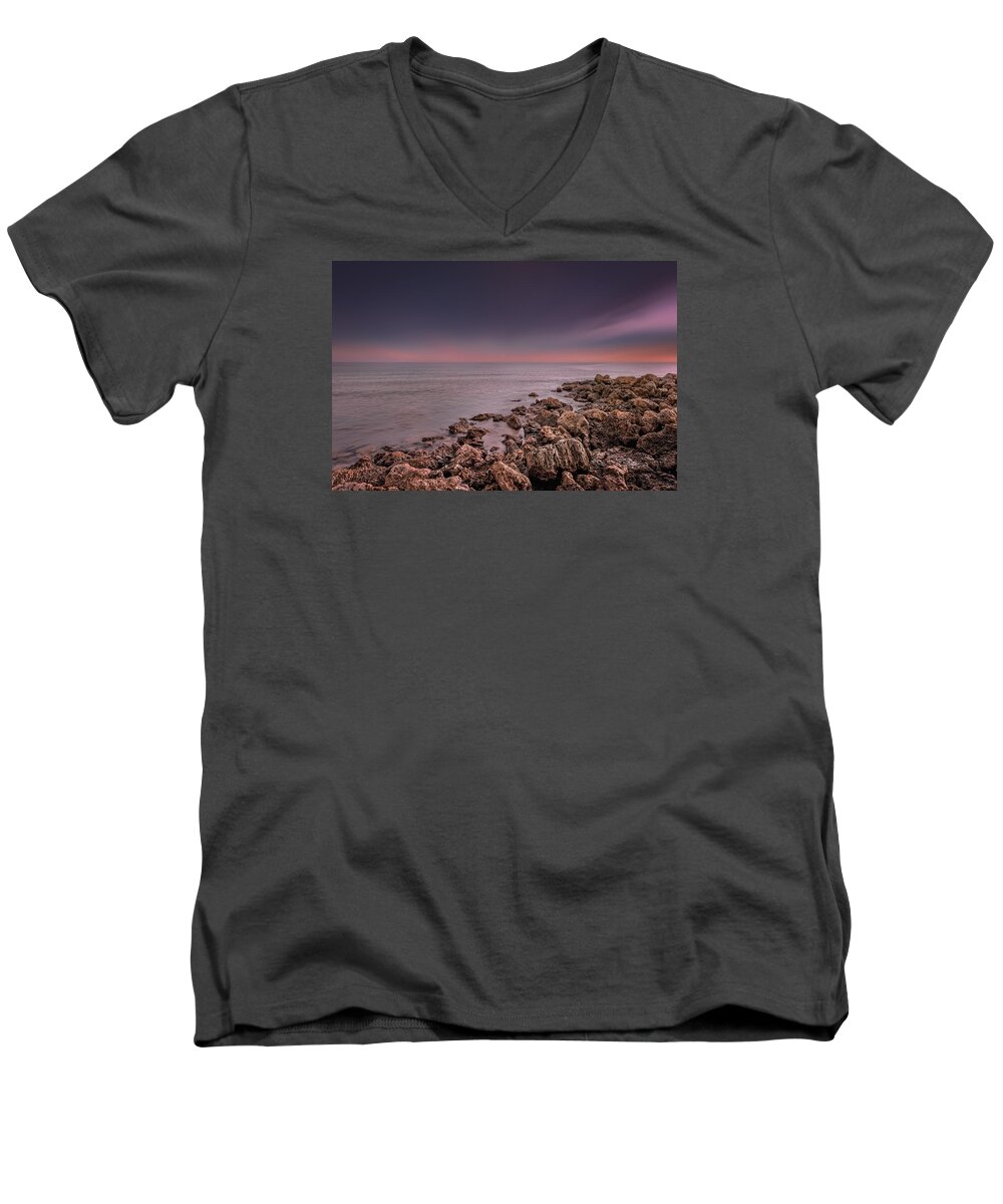 Naples Men's V-Neck T-Shirt featuring the photograph Sunst over the Ocean #13 by Peter Lakomy