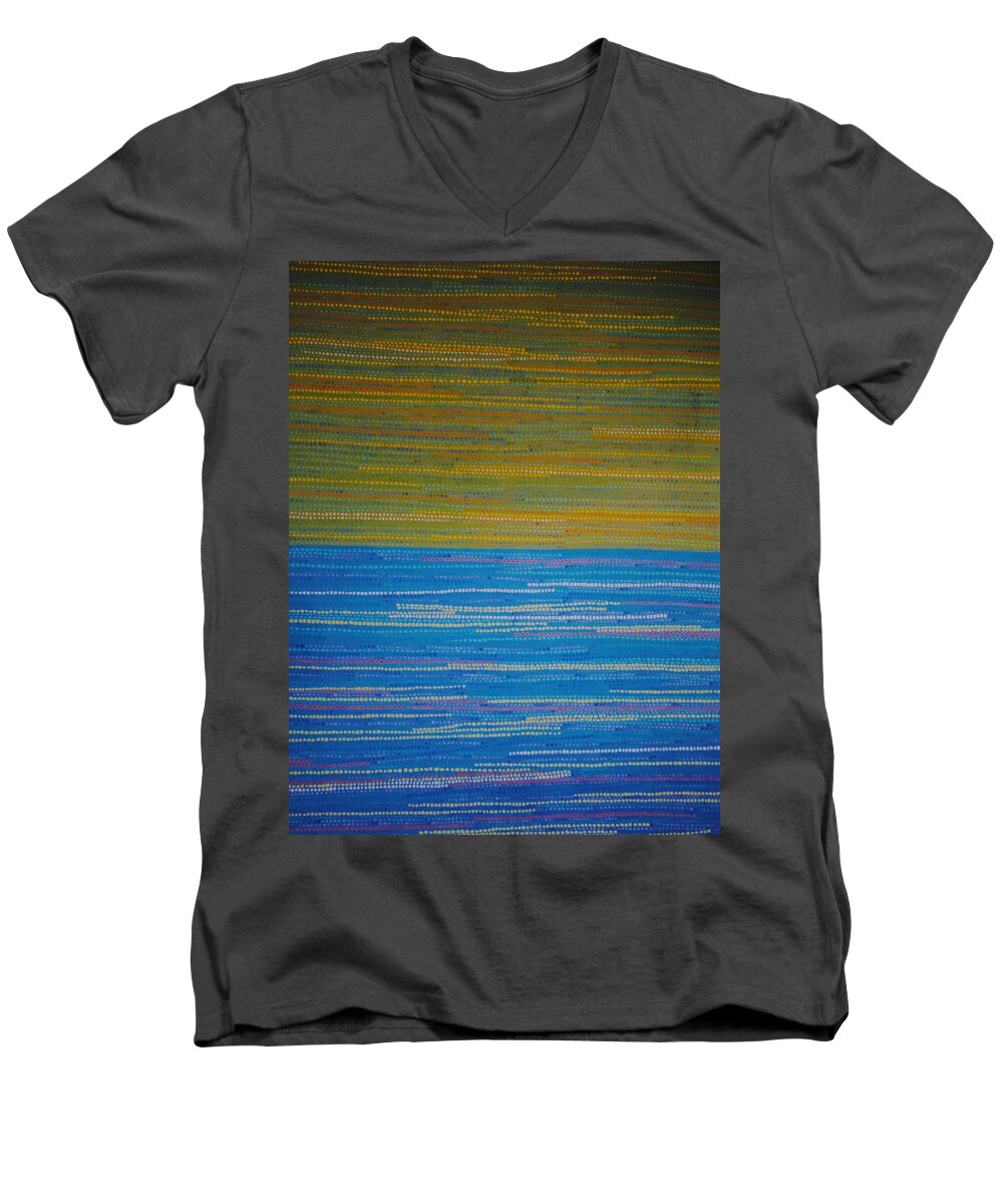 Abstract Men's V-Neck T-Shirt featuring the painting Identity #18 by Kyung Hee Hogg