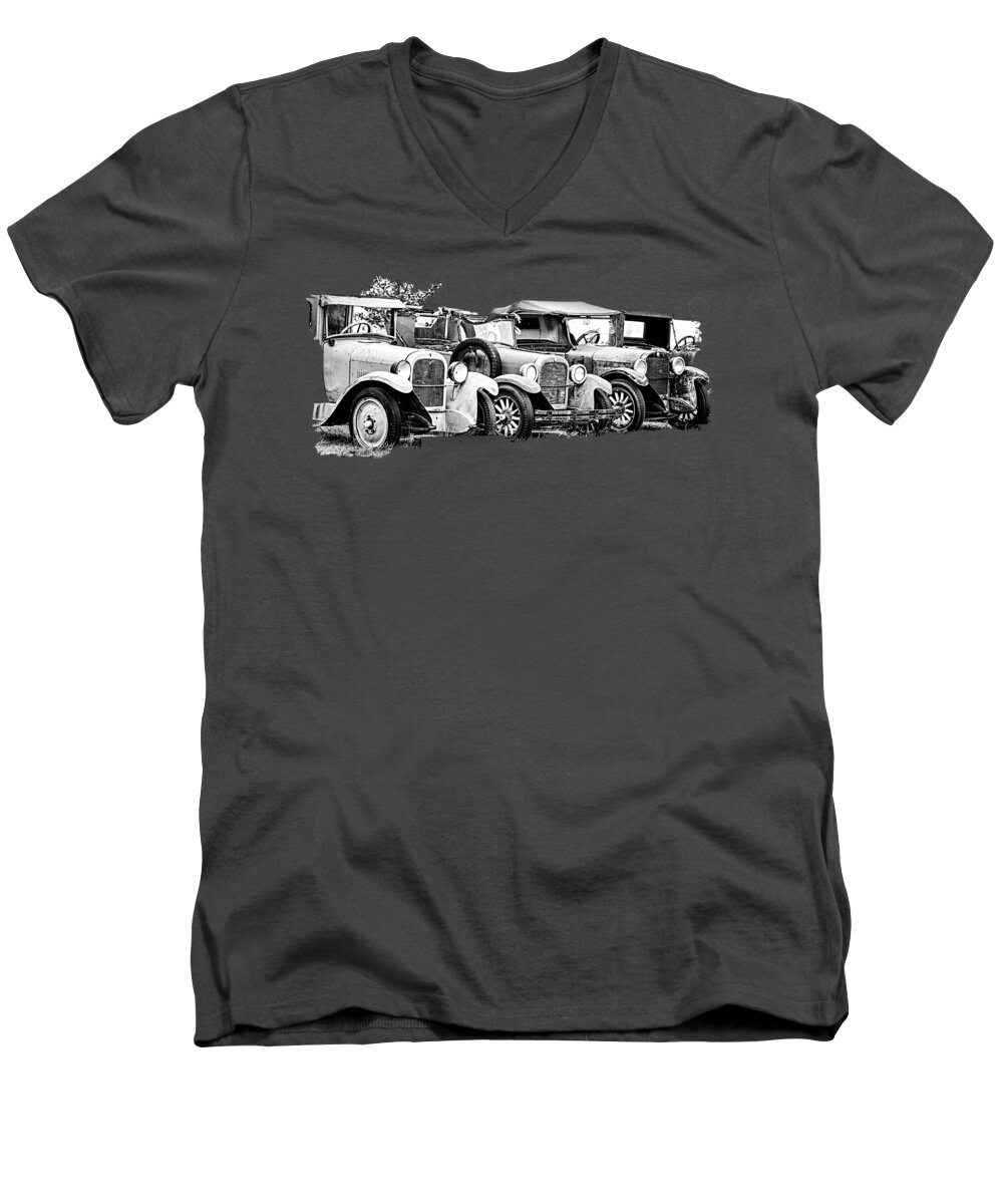  Wall Art For Living Room Men's V-Neck T-Shirt featuring the photograph 1920s Vintage Cars by David Millenheft