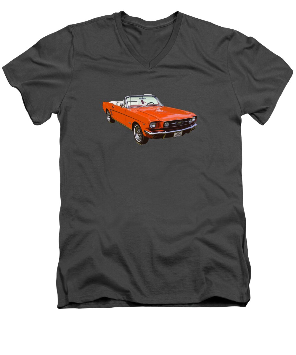 Mustang Men's V-Neck T-Shirt featuring the photograph 1965 Red Convertible Ford Mustang - Classic Car by Keith Webber Jr