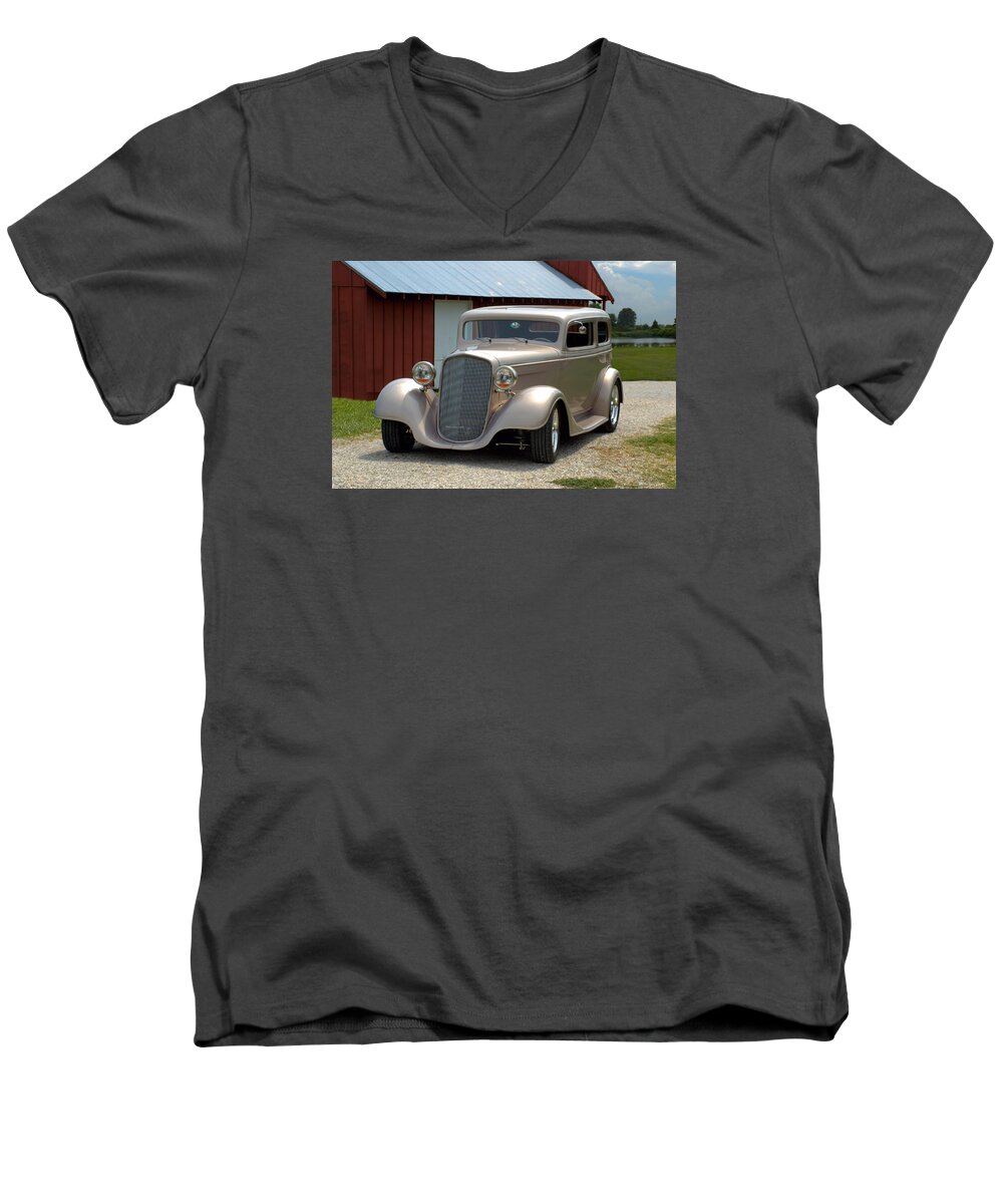 1934 Men's V-Neck T-Shirt featuring the photograph 1934 Chevrolet Sedan Hot Rod by Tim McCullough