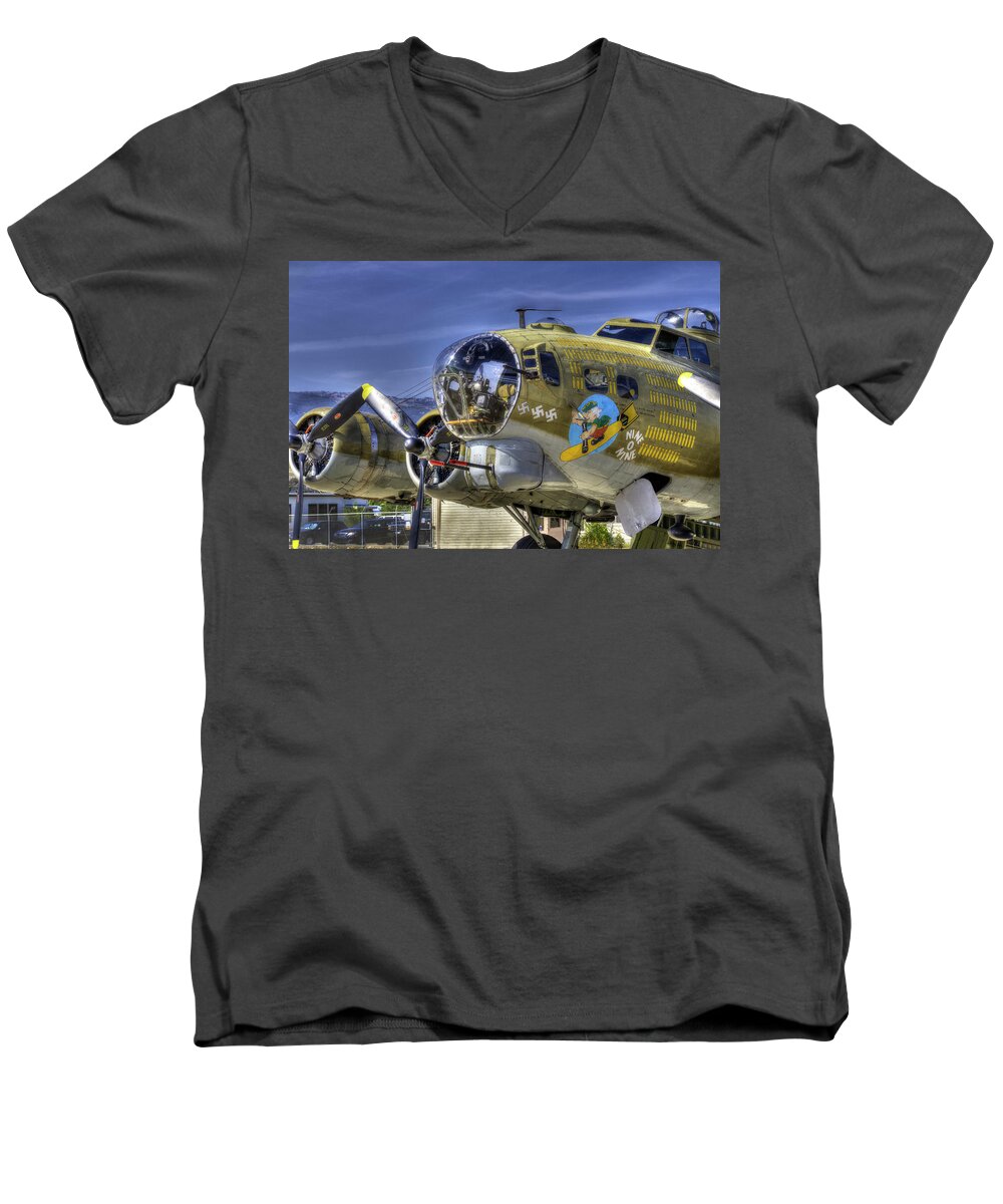 B-17 Bomber Men's V-Neck T-Shirt featuring the photograph B-17 #6 by Joe Palermo