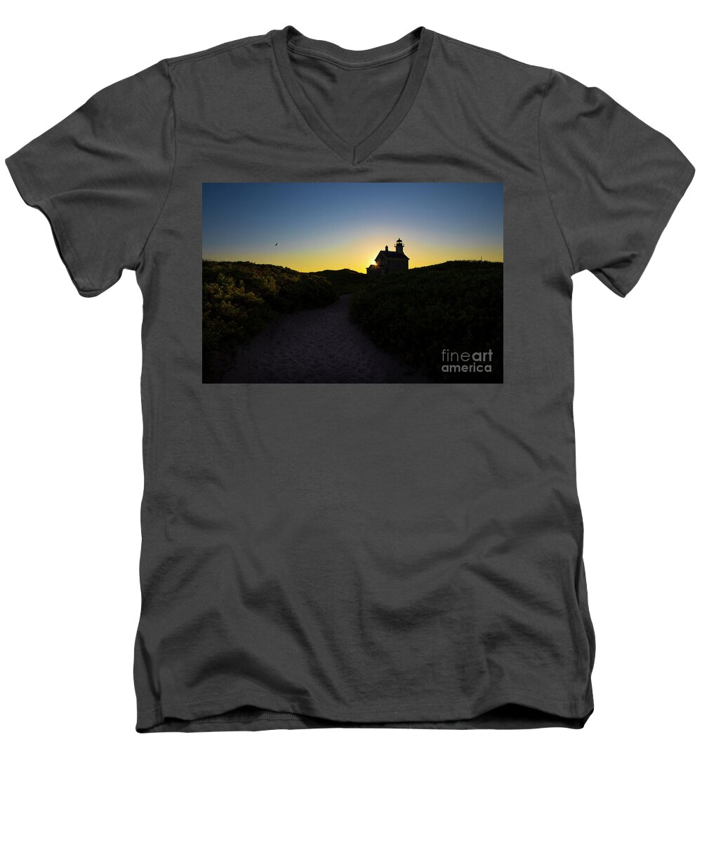 Lighthouse Men's V-Neck T-Shirt featuring the photograph Block Island North Lighthouse #2 by Diane Diederich