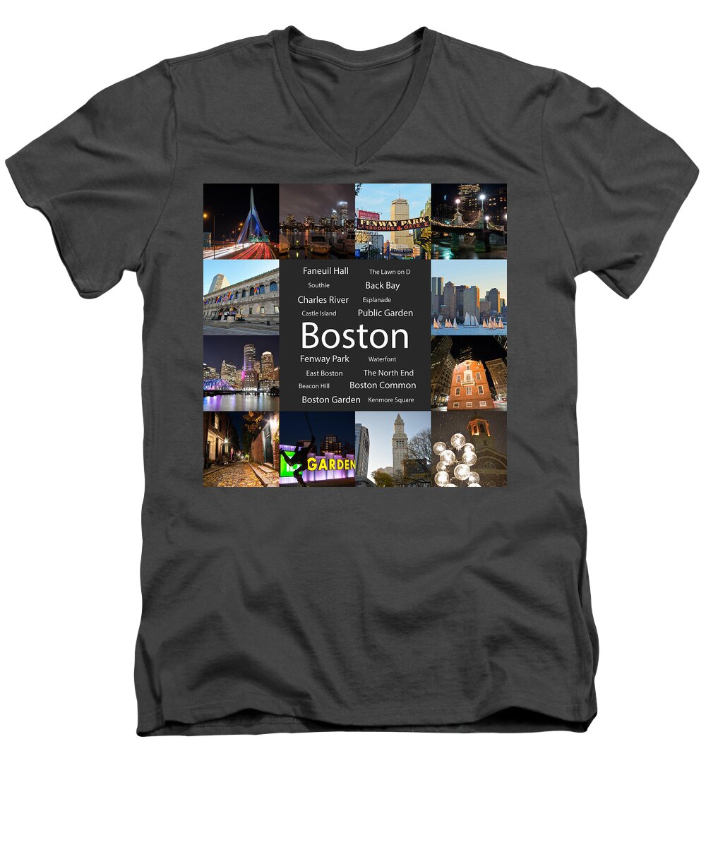 Boston Men's V-Neck T-Shirt featuring the photograph Boston MA Collage #2 by Toby McGuire
