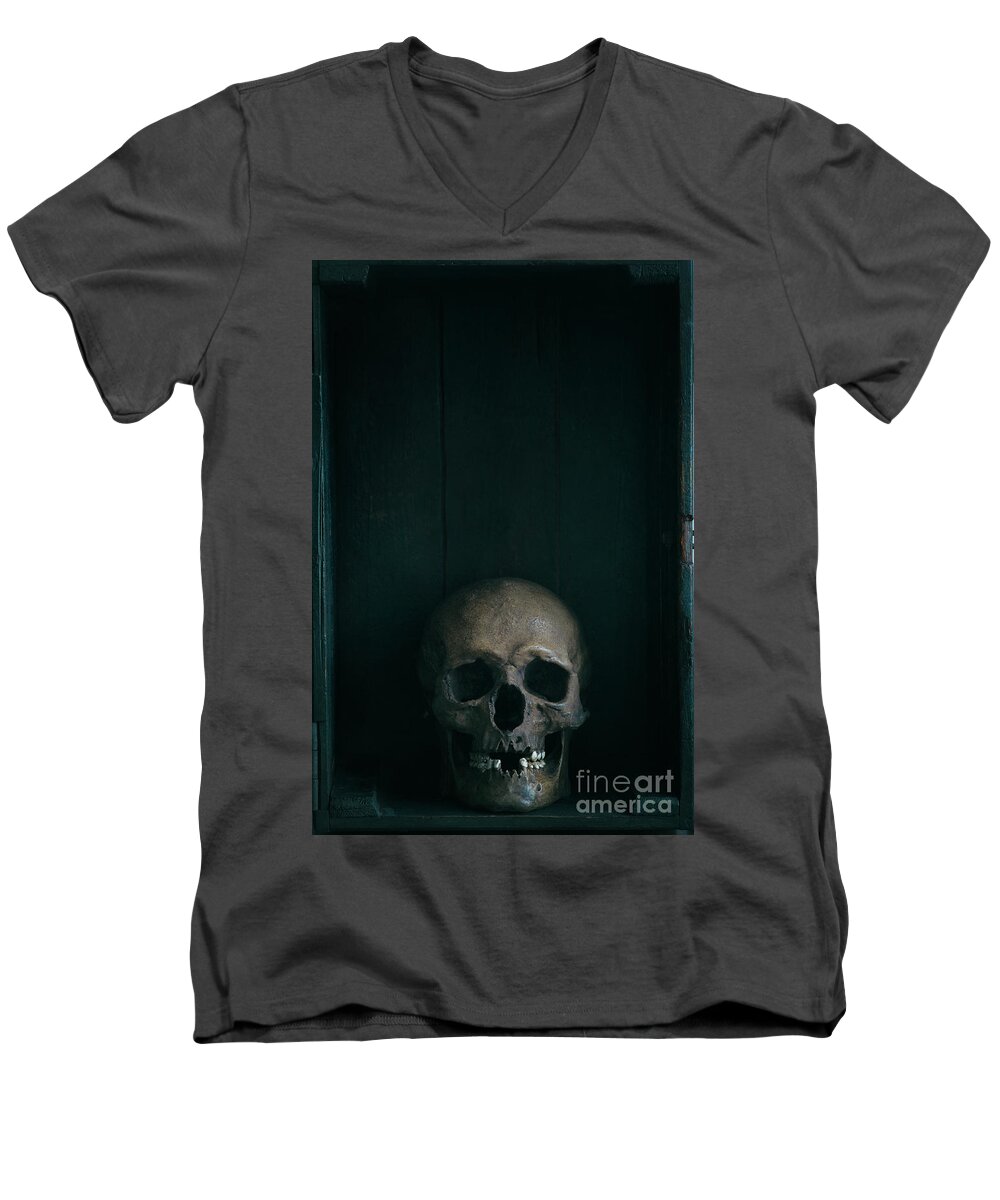 Skull Men's V-Neck T-Shirt featuring the photograph Human Skull #2 by Lee Avison