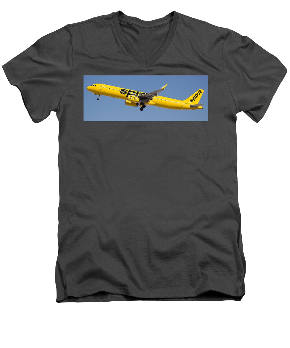 Spirit Men's V-Neck T-Shirt featuring the photograph Spirit Airline by Dart Humeston