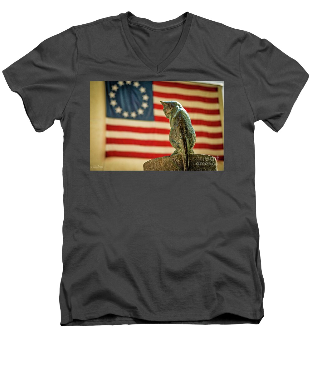 American Flag Men's V-Neck T-Shirt featuring the photograph The Betsy Ross Flag #1 by Julian Starks