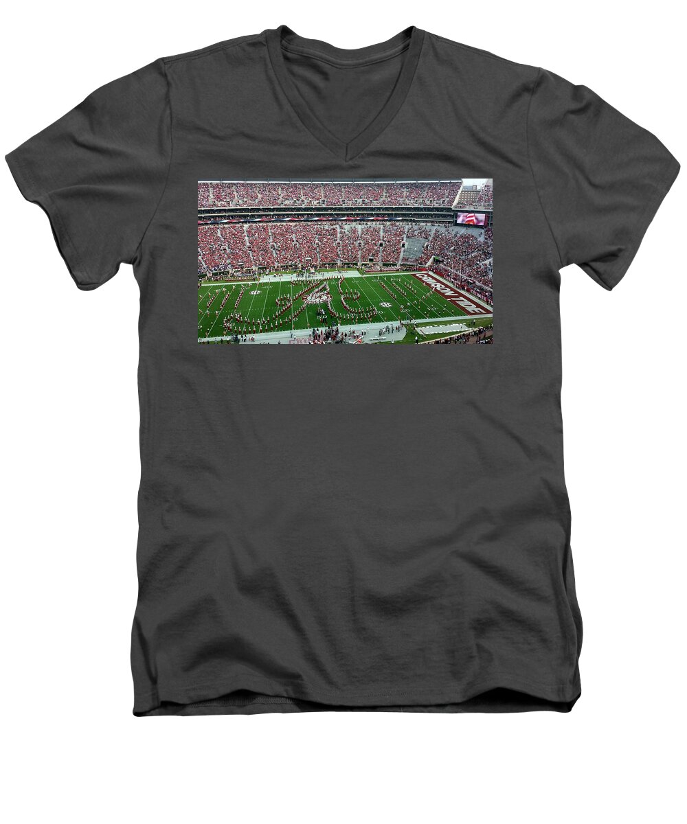 Gameday Men's V-Neck T-Shirt featuring the photograph Bama Script A #3 by Kenny Glover