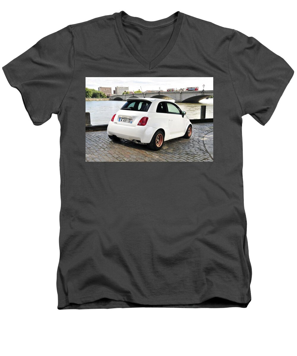 Fiat Men's V-Neck T-Shirt featuring the digital art Fiat #3 by Maye Loeser