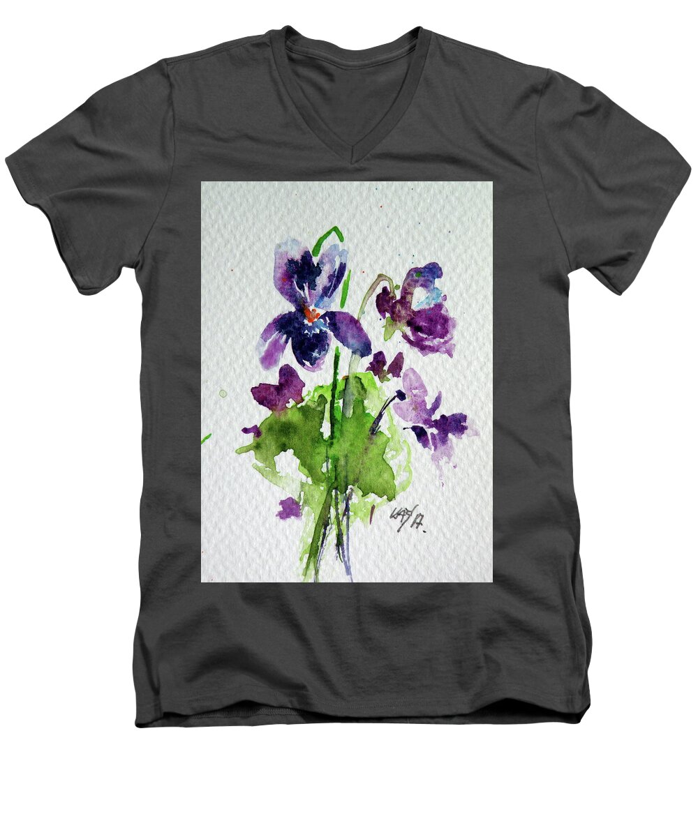 Violet Men's V-Neck T-Shirt featuring the painting Violet #3 by Kovacs Anna Brigitta