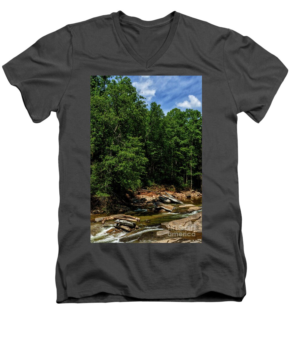 Williams River Men's V-Neck T-Shirt featuring the photograph Williams River after the Flood #3 by Thomas R Fletcher