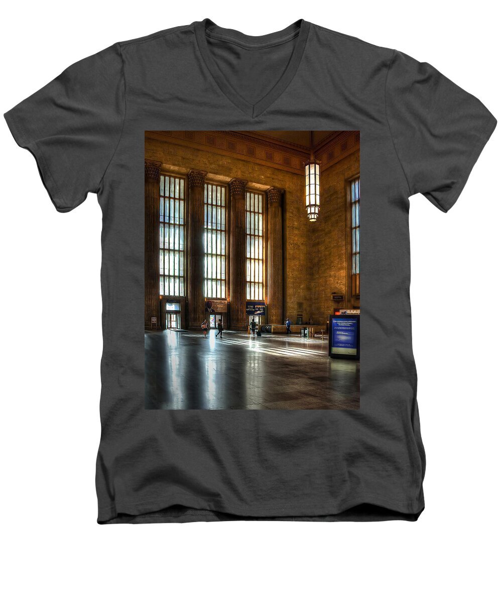 30th Men's V-Neck T-Shirt featuring the photograph 30th Street Station by Rick Mosher