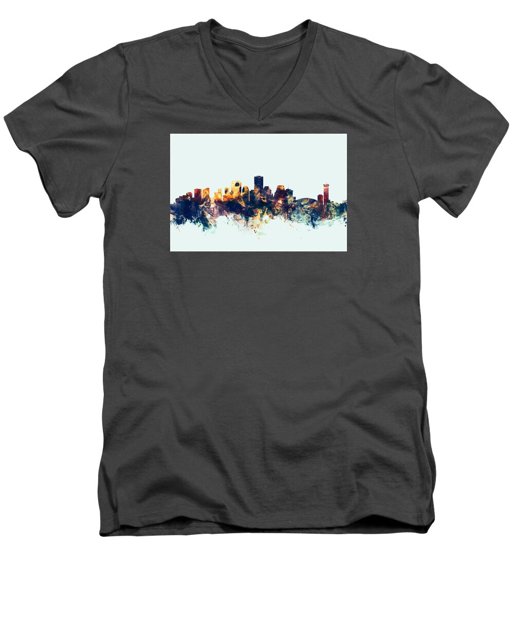 United States Men's V-Neck T-Shirt featuring the digital art New Orleans Louisiana Skyline #4 by Michael Tompsett