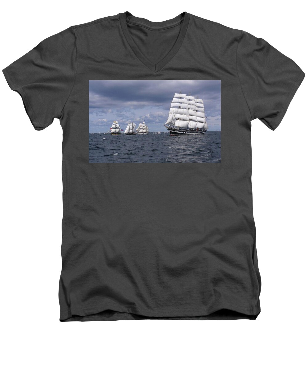 Ship Men's V-Neck T-Shirt featuring the photograph Ship #4 by Jackie Russo