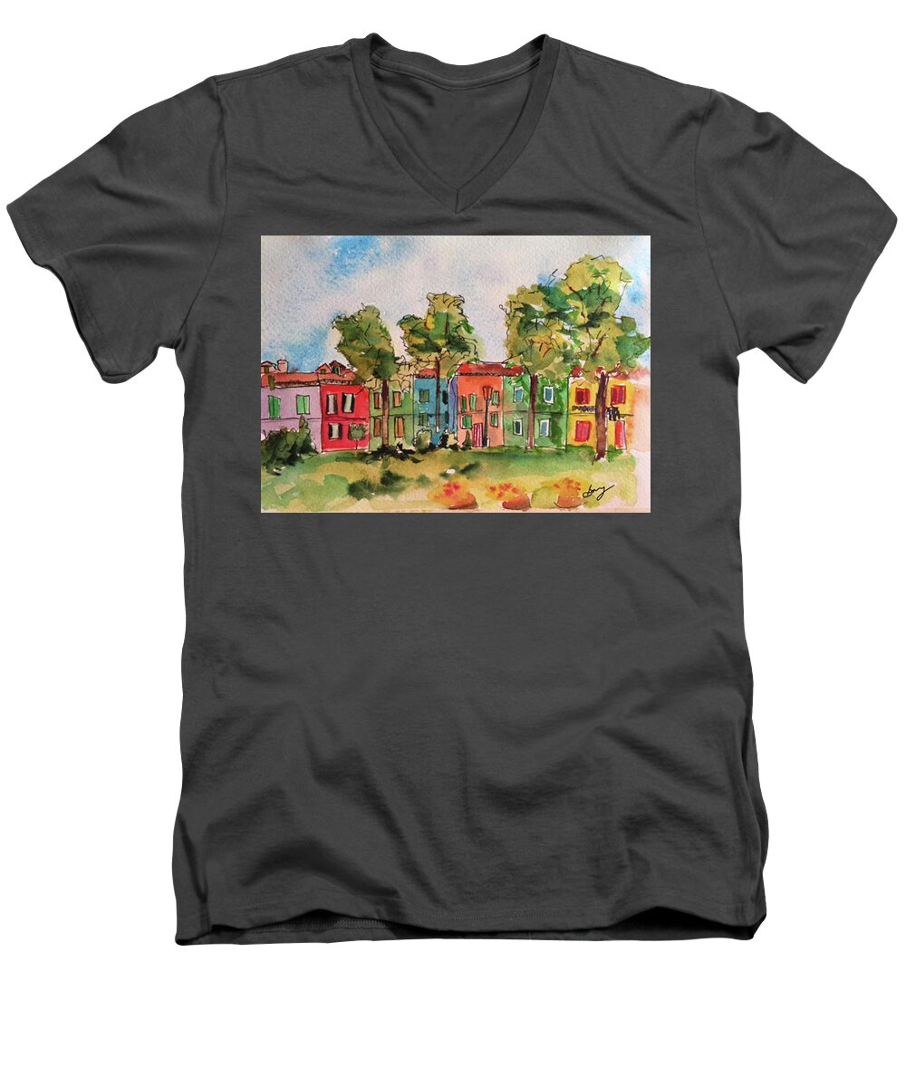 Sketch Men's V-Neck T-Shirt featuring the painting Venice Charms by Bonny Butler
