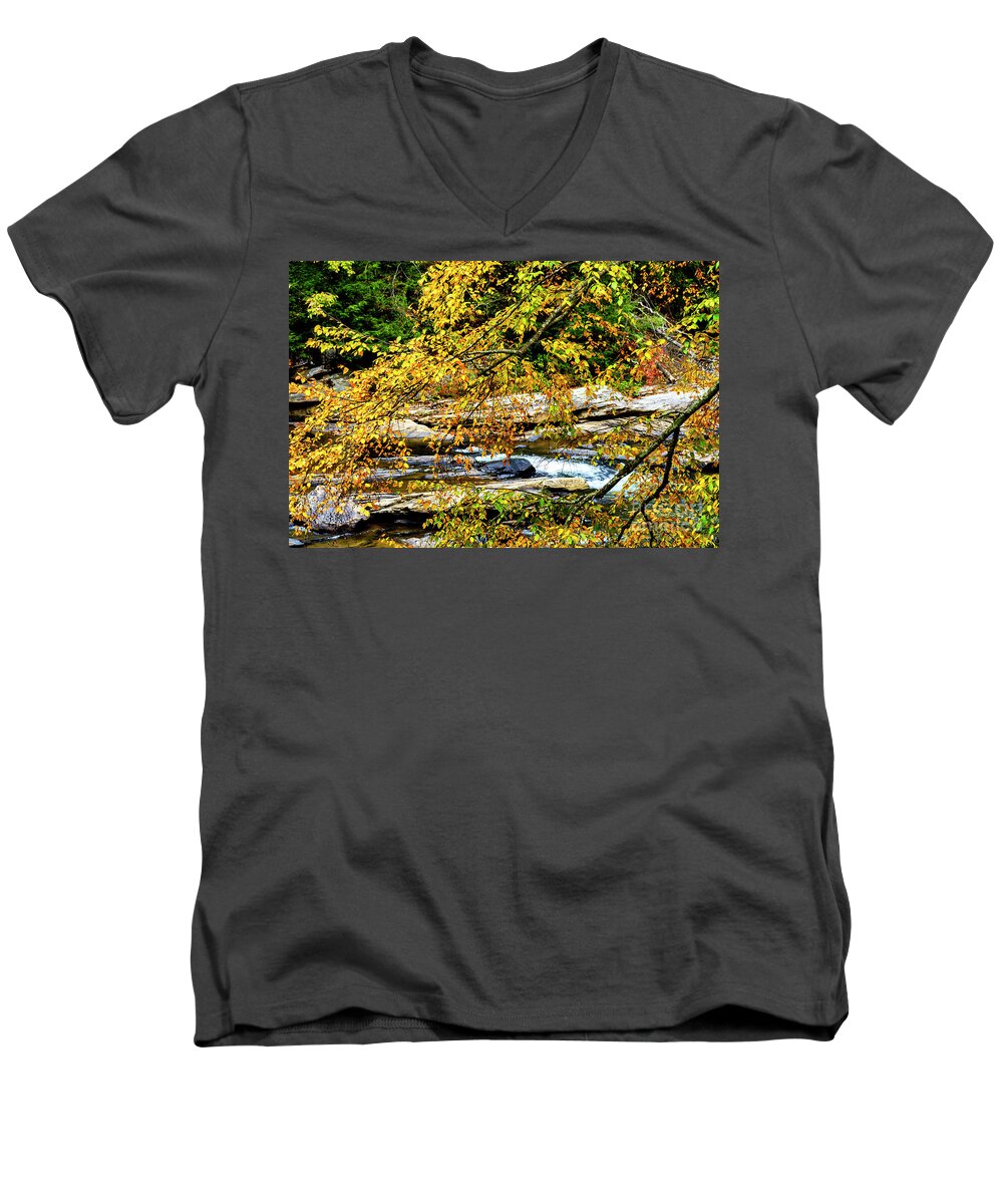Middle Fork River Men's V-Neck T-Shirt featuring the photograph Autumn Middle Fork River #5 by Thomas R Fletcher