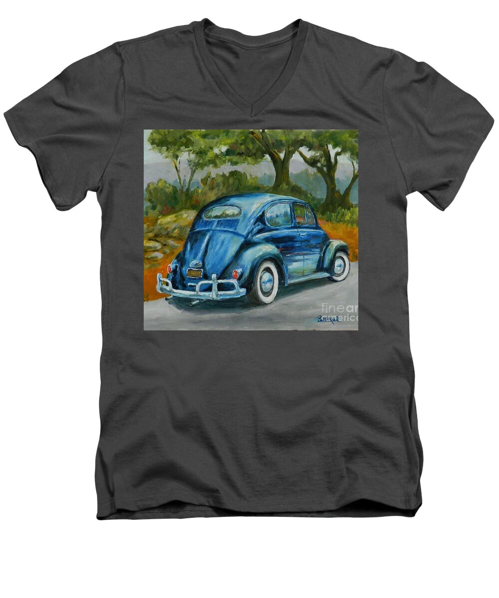 Auto Men's V-Neck T-Shirt featuring the painting 57 Vee Dub by William Reed