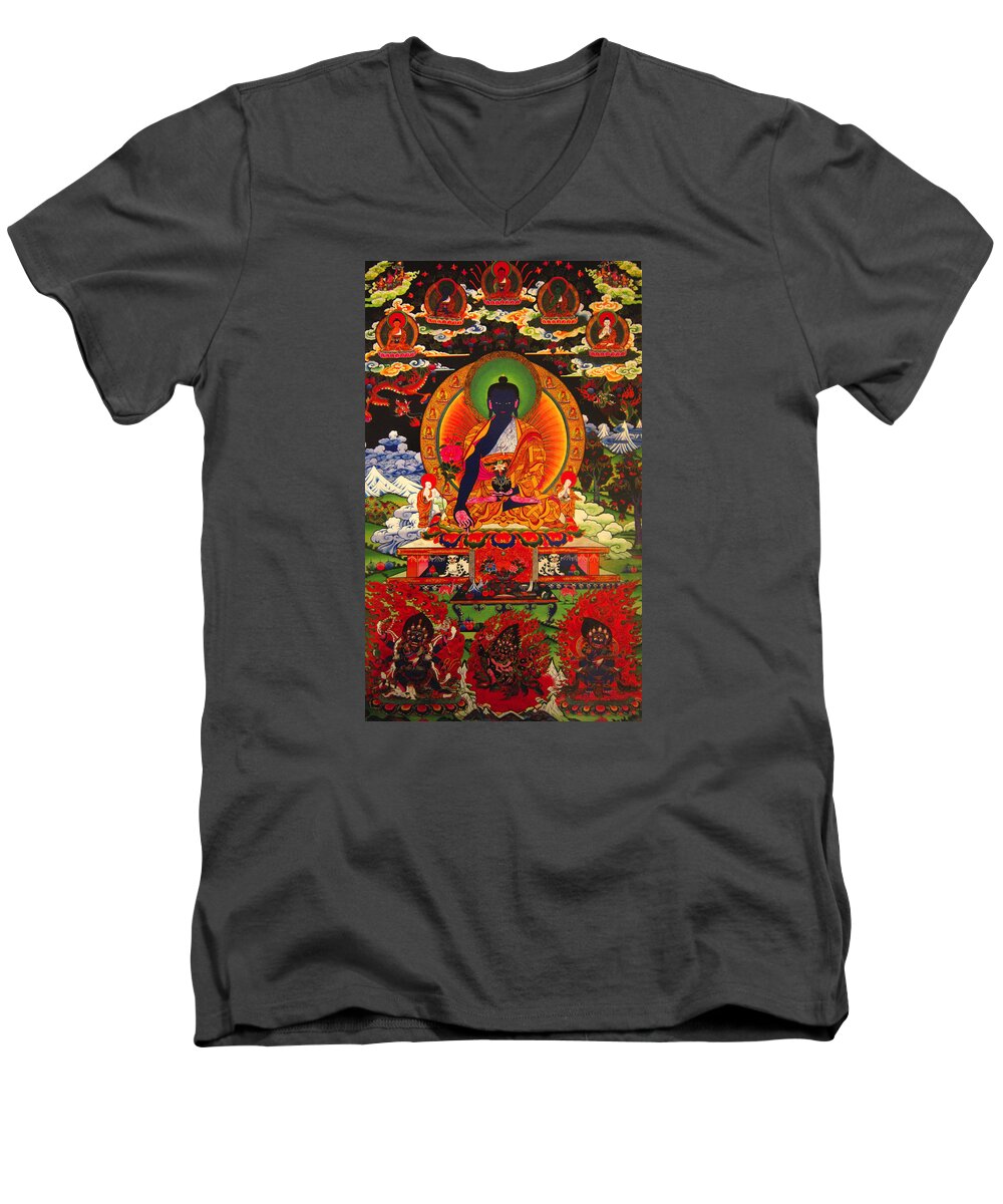Buddhism Men's V-Neck T-Shirt featuring the painting Buddhist Painting #3 by Steve Fields