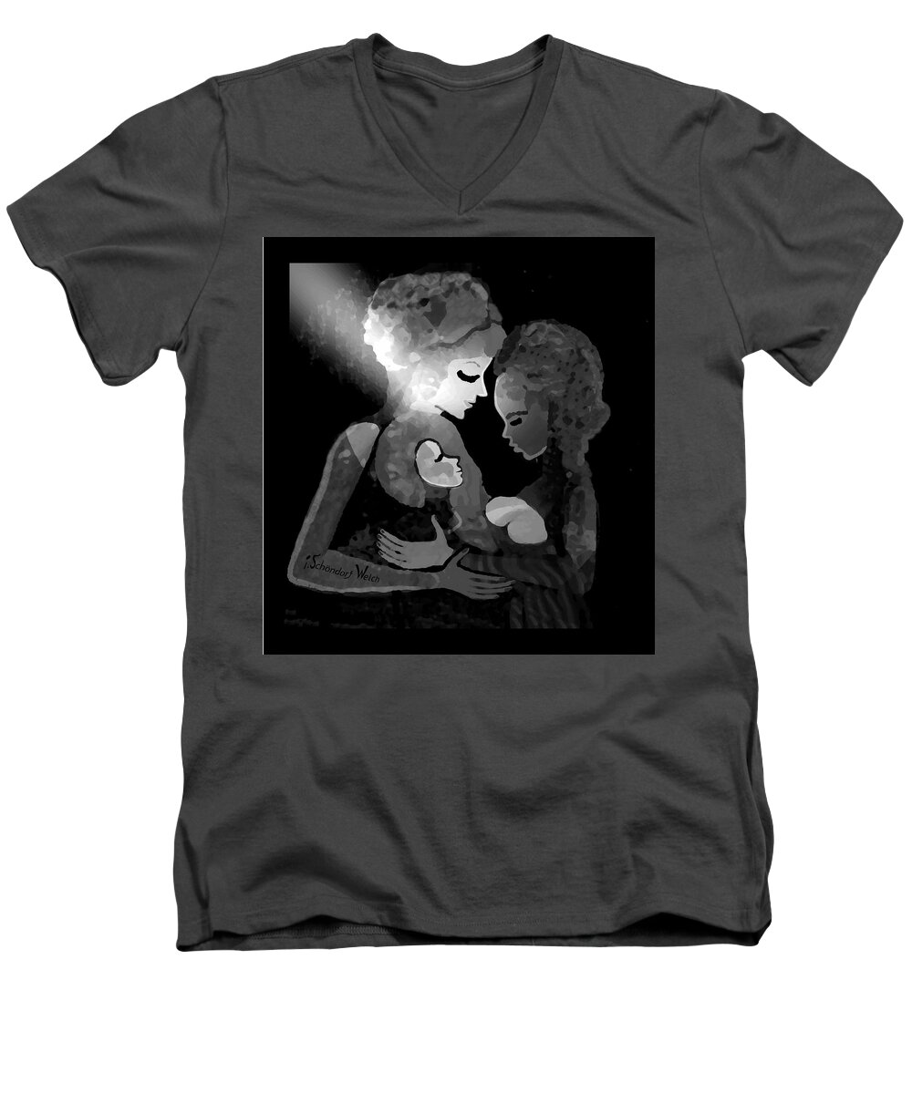 826 - The Child Men's V-Neck T-Shirt featuring the digital art 826 - The Child by Irmgard Schoendorf Welch