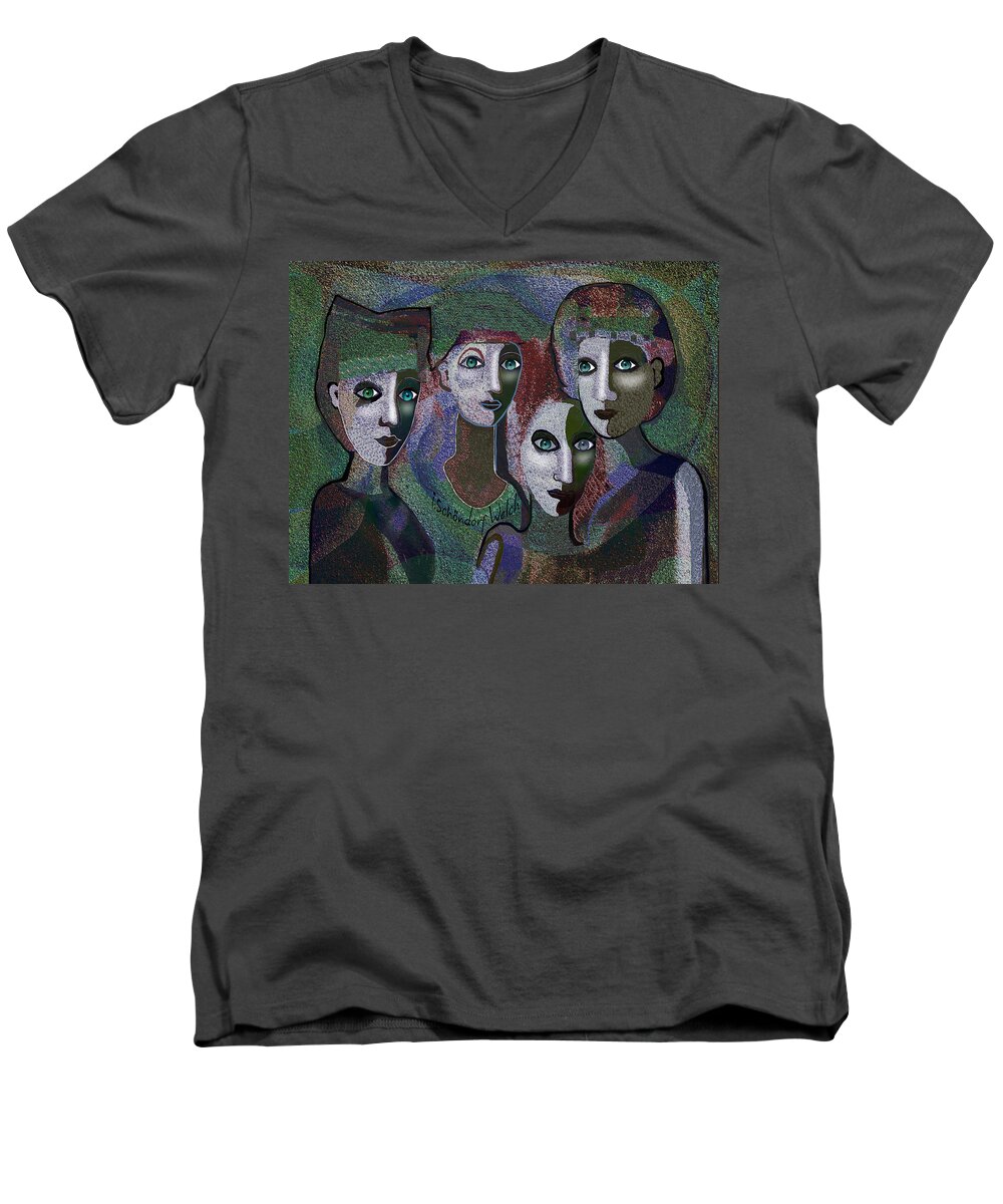 649 - Gauntly Ladies Men's V-Neck T-Shirt featuring the digital art 649 - Gauntly Ladies by Irmgard Schoendorf Welch