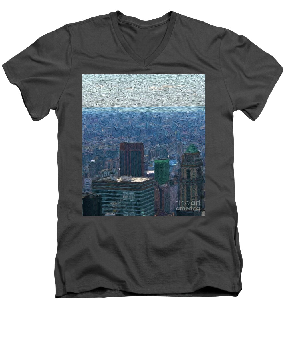  Men's V-Neck T-Shirt featuring the digital art 8-18-3057b by Walter Paul Bebirian