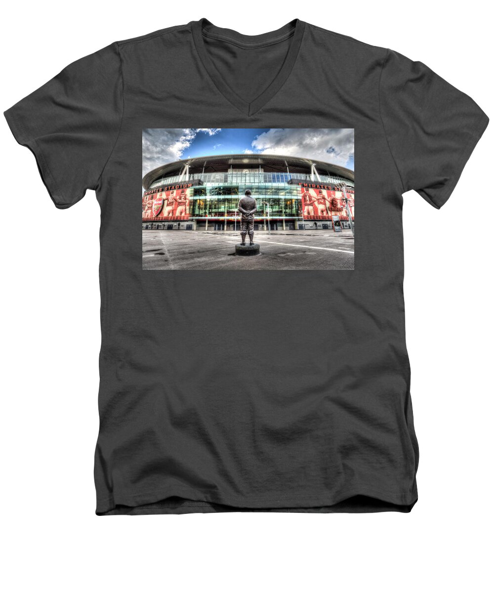 Arsenal Men's V-Neck T-Shirt featuring the photograph Arsenal FC Emirates Stadium London #8 by David Pyatt