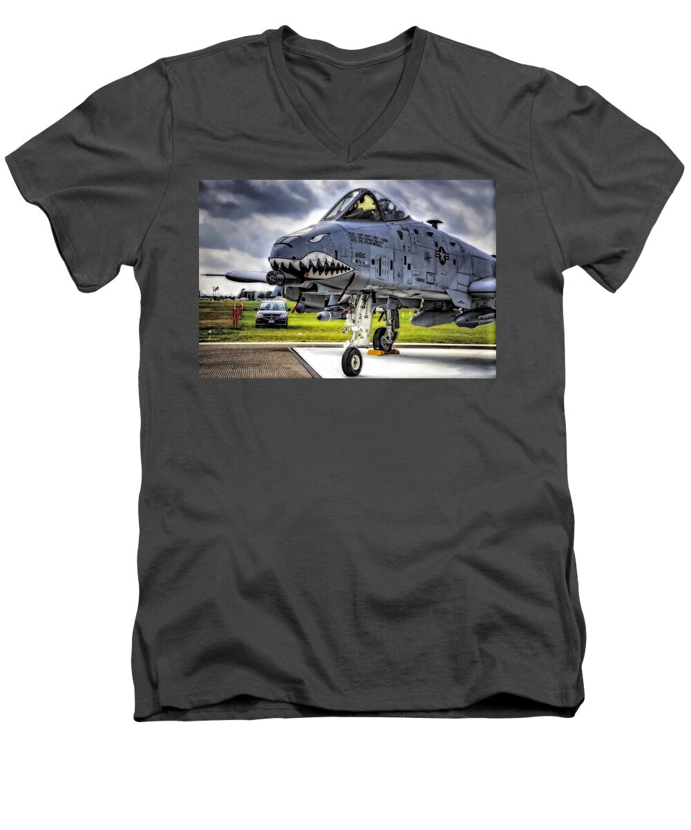 Death Men's V-Neck T-Shirt featuring the photograph A-10 Thunderbolt by Michael White