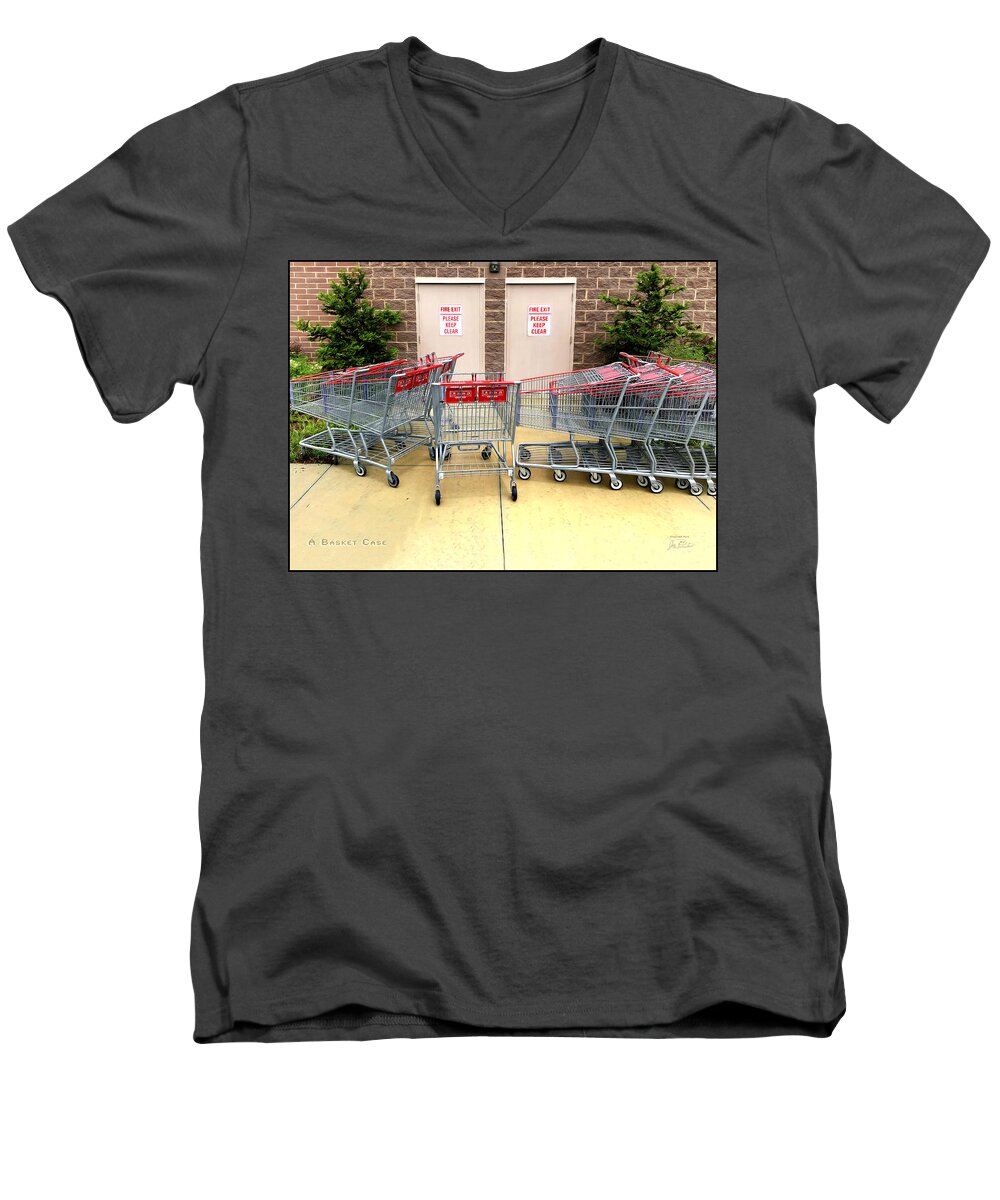 Humor Men's V-Neck T-Shirt featuring the digital art A Basket Case by Joe Paradis