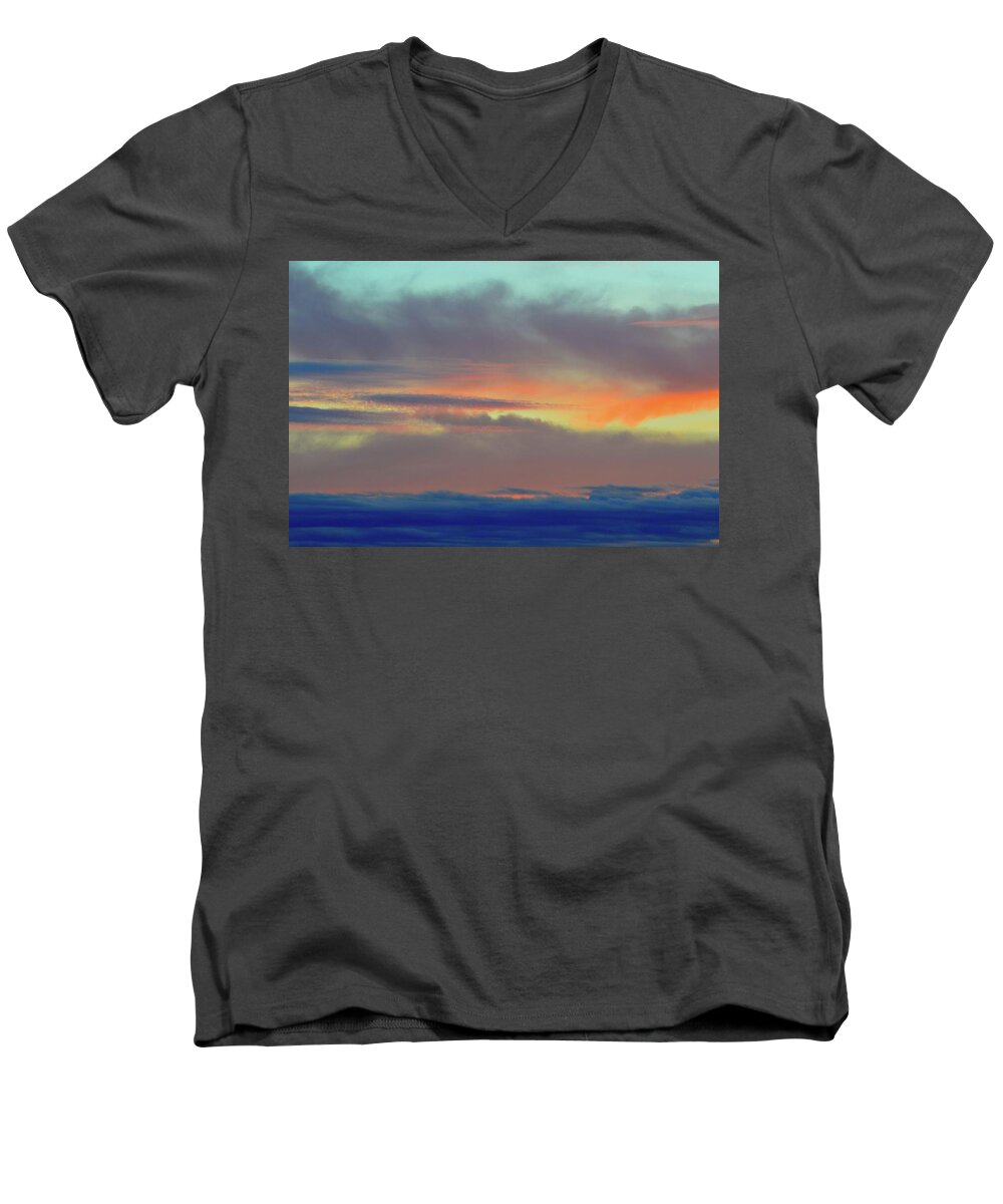 Abstract Men's V-Neck T-Shirt featuring the photograph A Bit Of Pink by Lyle Crump