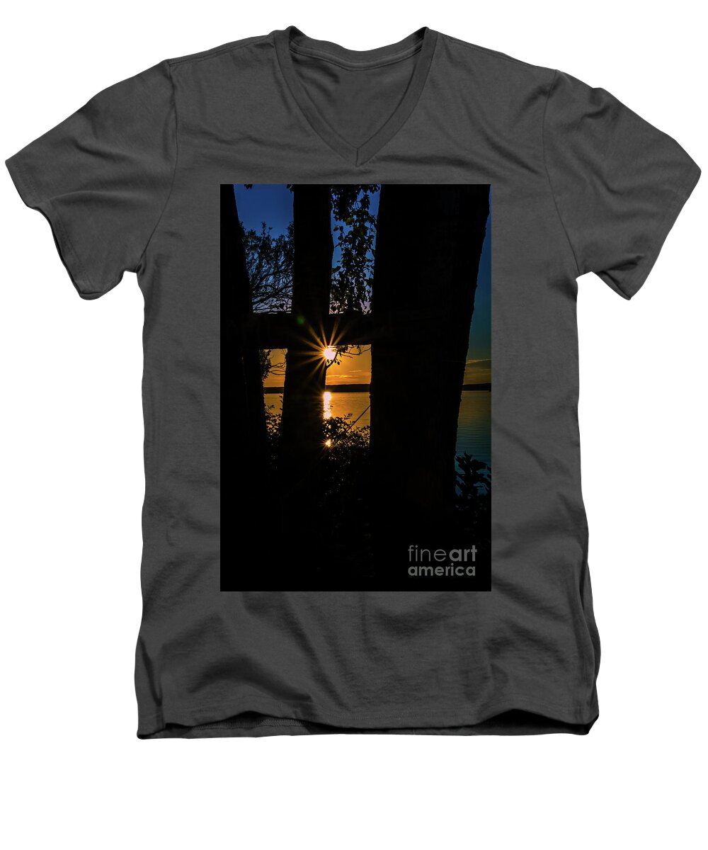 Sunset Men's V-Neck T-Shirt featuring the photograph A Blissful Evening by Deborah Klubertanz