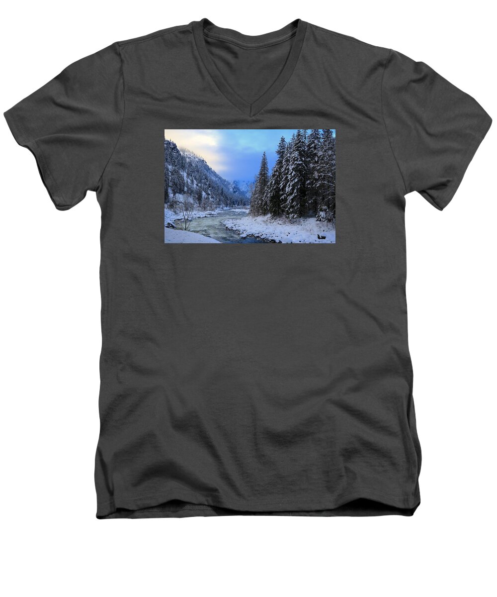A Cold Winter Day Version 2 Men's V-Neck T-Shirt featuring the photograph A cold winter day version 2 by Lynn Hopwood