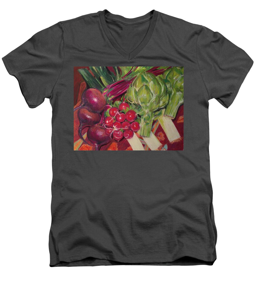 Still Life Men's V-Neck T-Shirt featuring the pastel A Day in My Kitchen by Sharon Cromwell