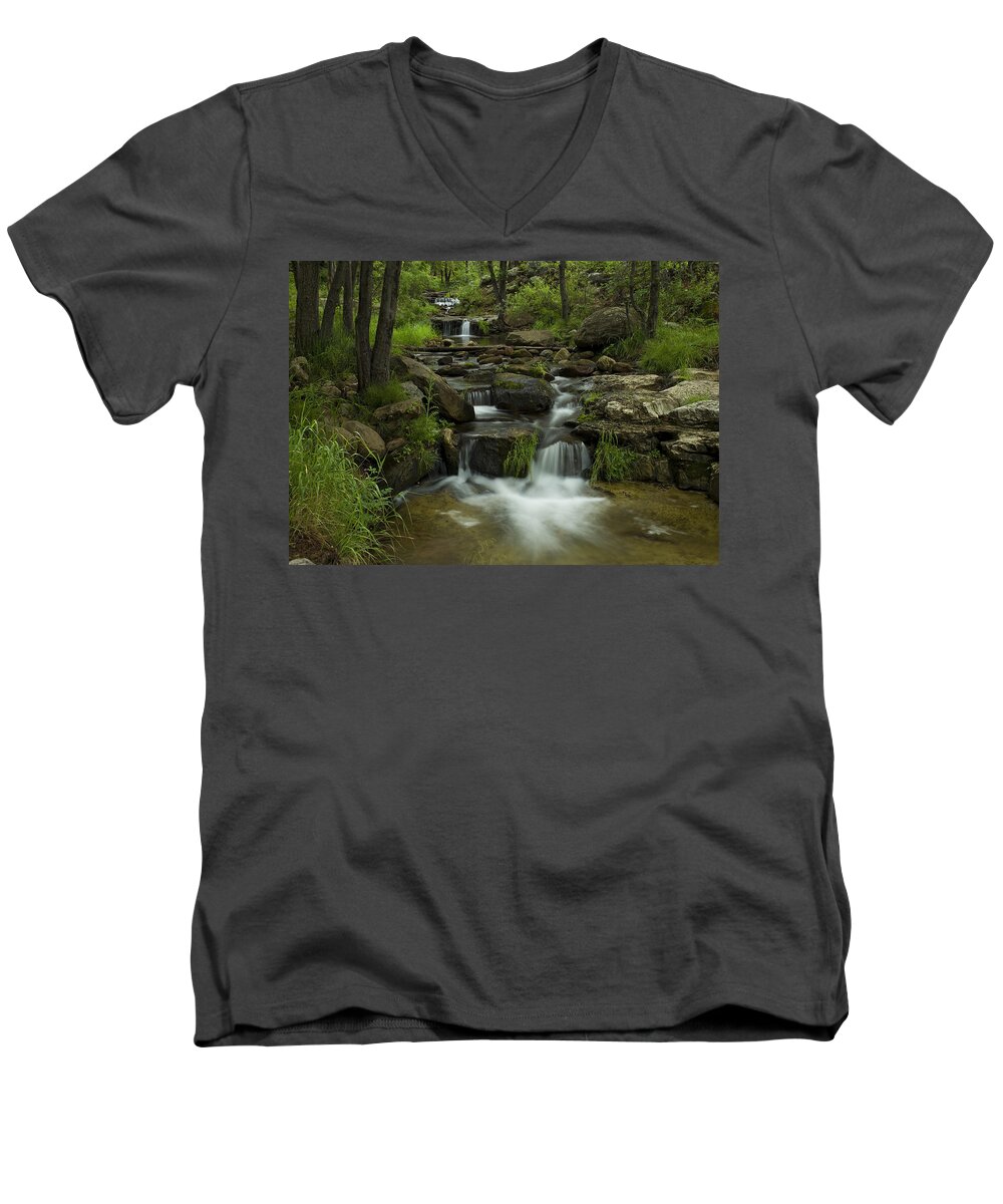 Creek Men's V-Neck T-Shirt featuring the photograph A Peaceful Place by Sue Cullumber