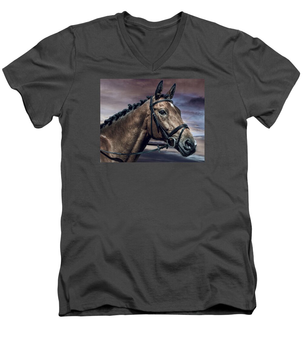 Horse Men's V-Neck T-Shirt featuring the photograph A Horse called Zi by Brian Tarr