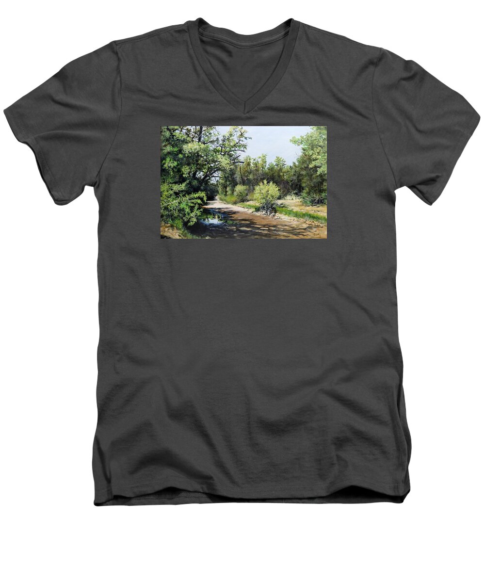Arizona Men's V-Neck T-Shirt featuring the painting A Last Drink by William Brody