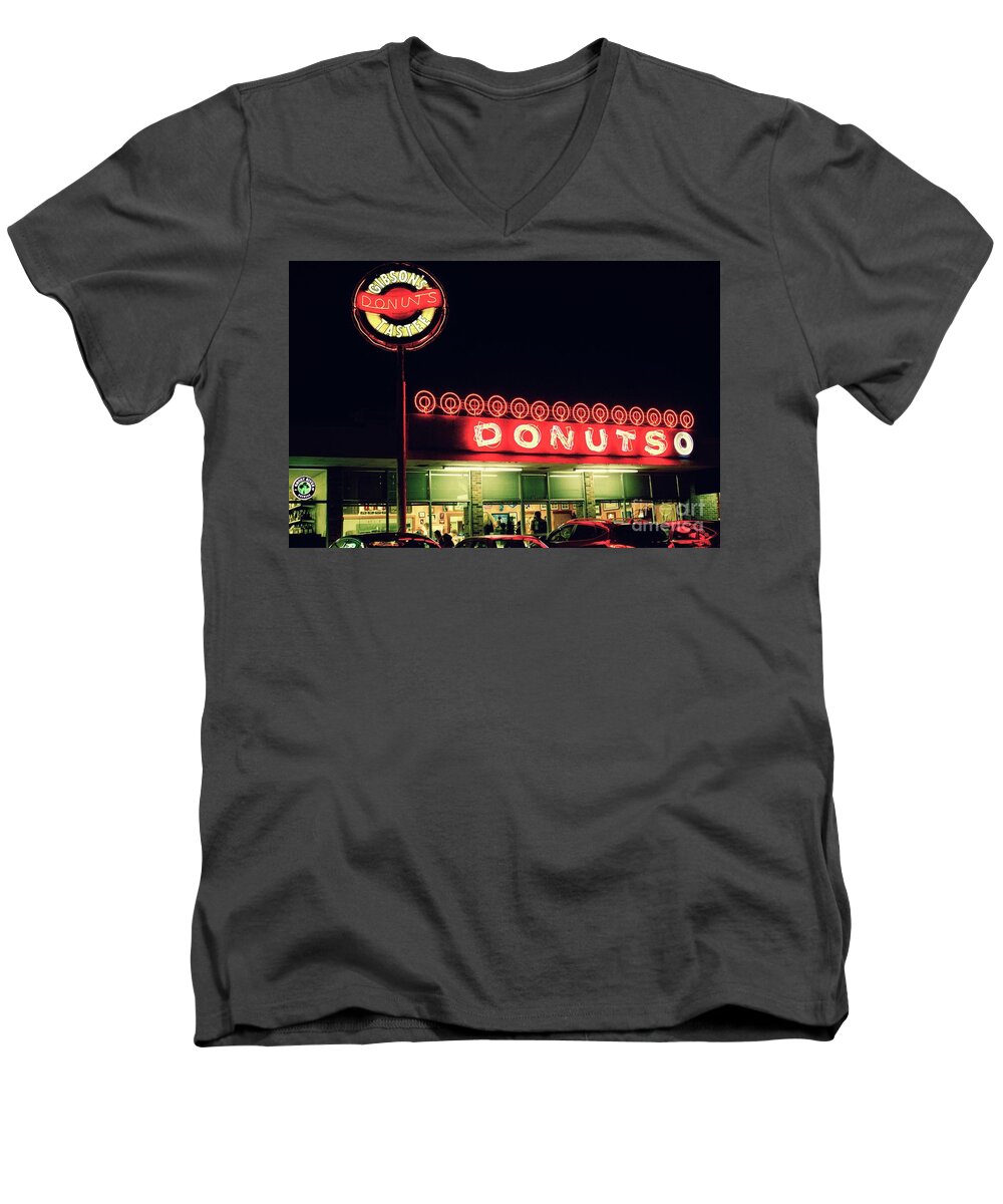 Donuts Men's V-Neck T-Shirt featuring the photograph A Light in the Darkness by Alice Mainville