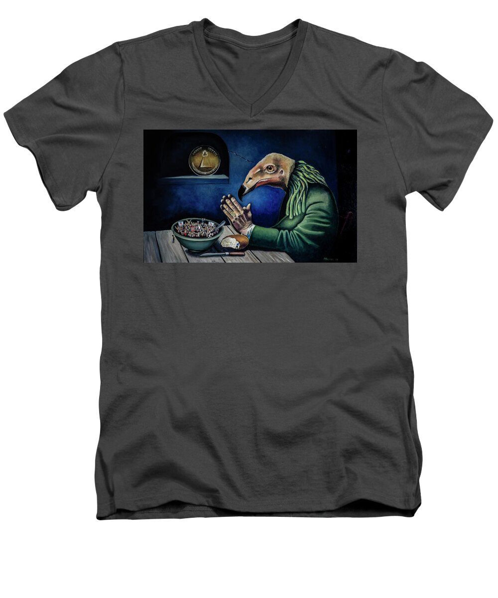 Annuit Coeptis Men's V-Neck T-Shirt featuring the painting A New Order by Rick Mosher