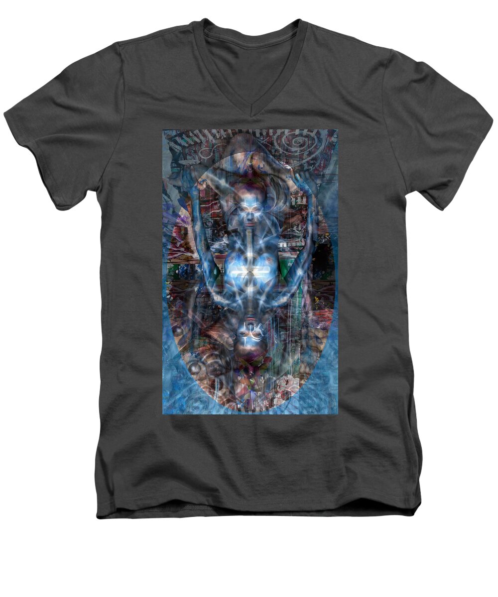 Goddess Men's V-Neck T-Shirt featuring the painting A Perfect Balance by Leigh Odom