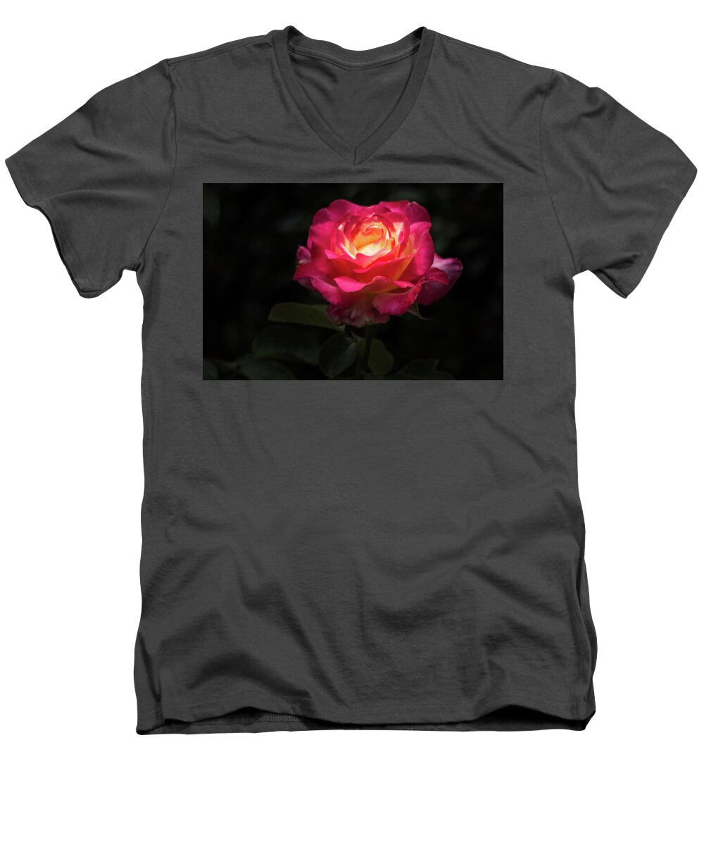 Rose Men's V-Neck T-Shirt featuring the photograph A Rose for Love by Ed Clark