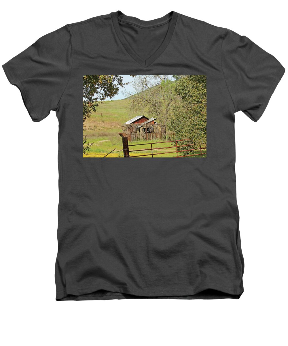 Soledad Men's V-Neck T-Shirt featuring the photograph Abandoned Homestead by Art Block Collections