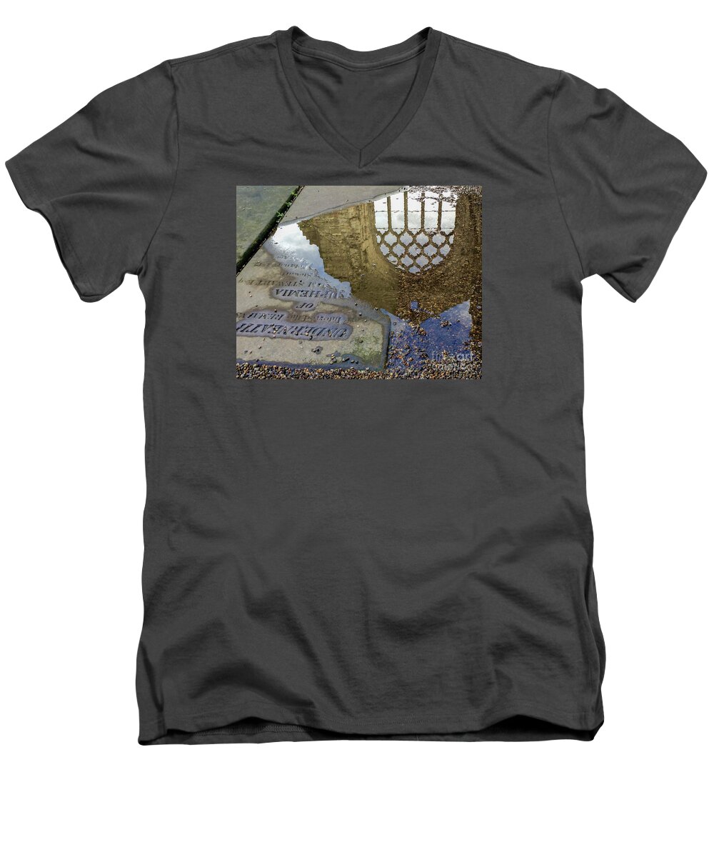 Abbey Men's V-Neck T-Shirt featuring the photograph Abbey Ruins - Edinburgh by Amy Fearn