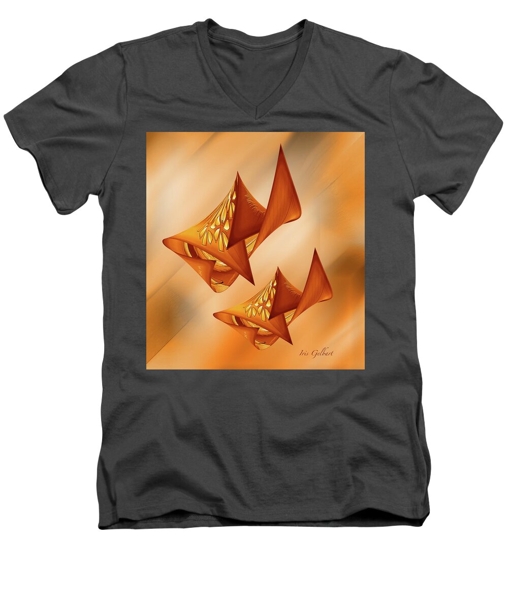 Abstract Men's V-Neck T-Shirt featuring the digital art Abstract #57 by Iris Gelbart