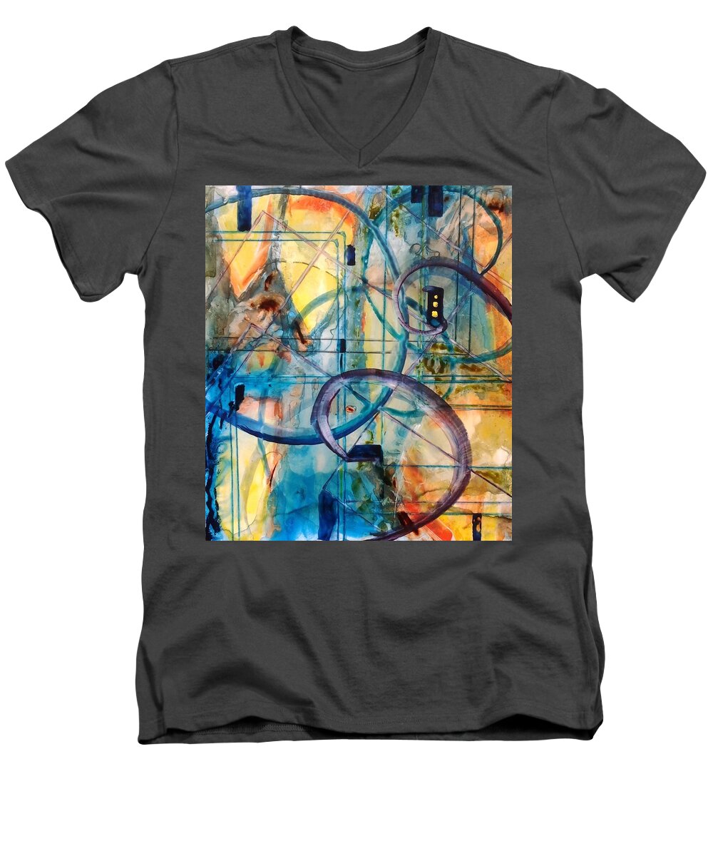 Abstract Men's V-Neck T-Shirt featuring the painting Abstract Appeal by Kim Shuckhart Gunns