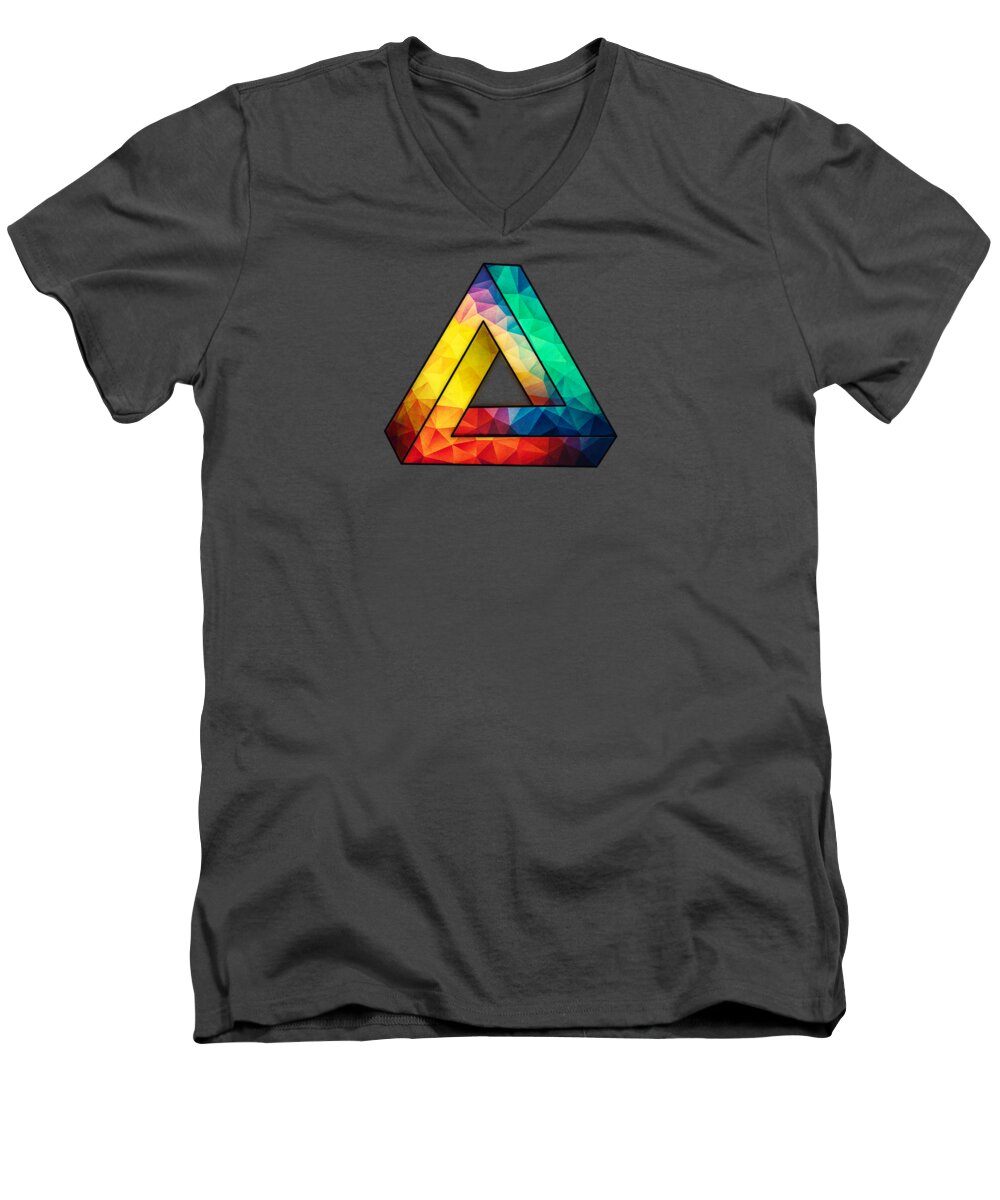Abstract Men's V-Neck T-Shirt featuring the digital art Abstract Color Wave Flash by Philipp Rietz