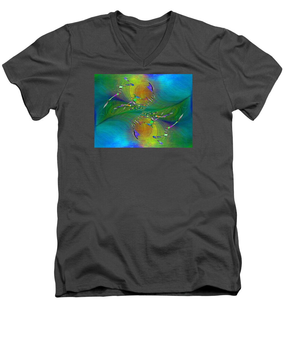 Abstract Men's V-Neck T-Shirt featuring the digital art Abstract Cubed 359 by Tim Allen