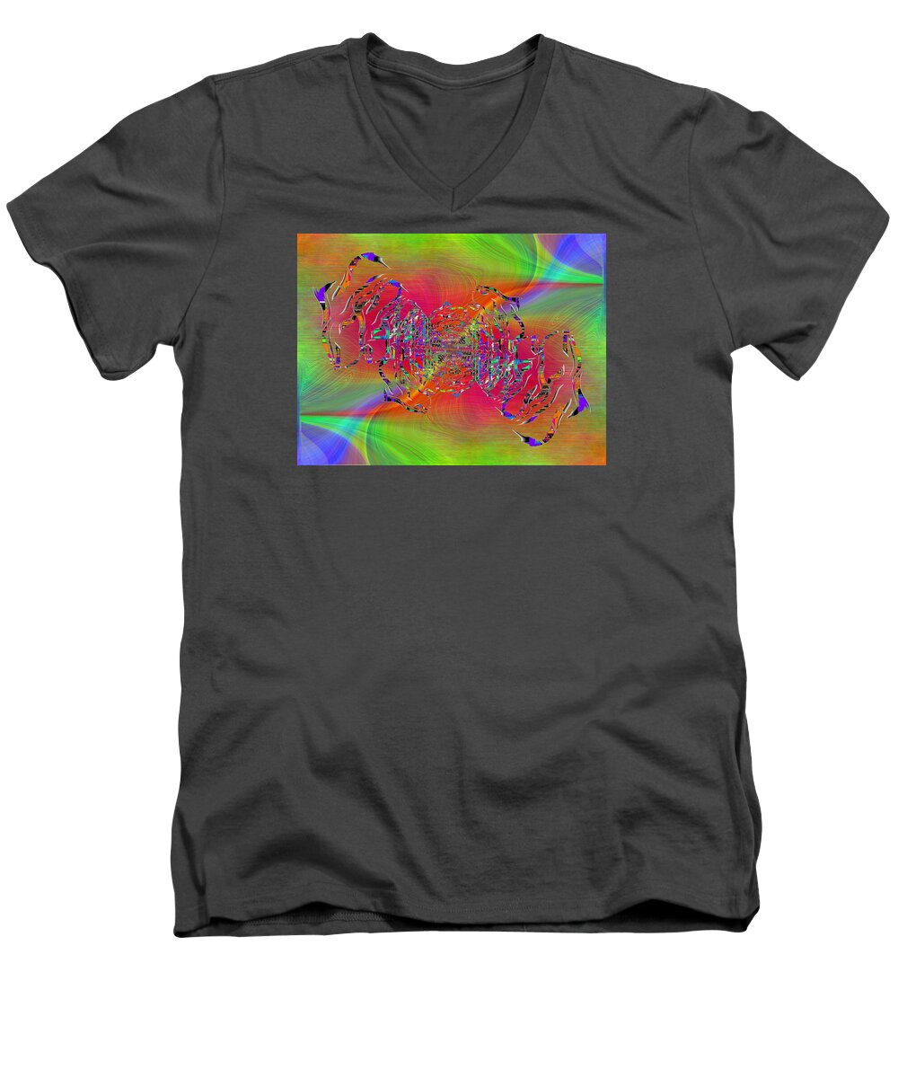 Abstract Men's V-Neck T-Shirt featuring the digital art Abstract Cubed 382 by Tim Allen