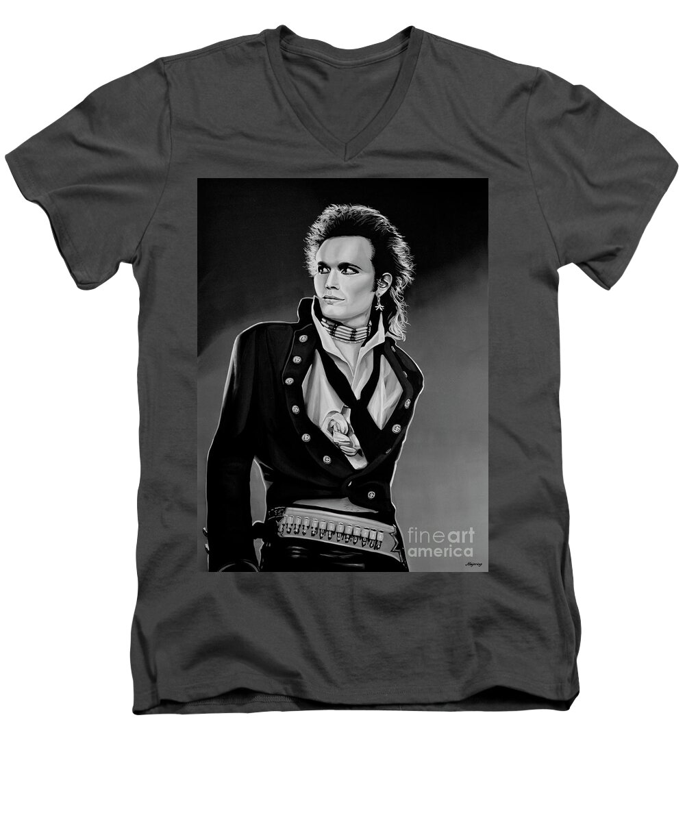 Adam Ant Men's V-Neck T-Shirt featuring the painting Adam Ant Painting by Paul Meijering