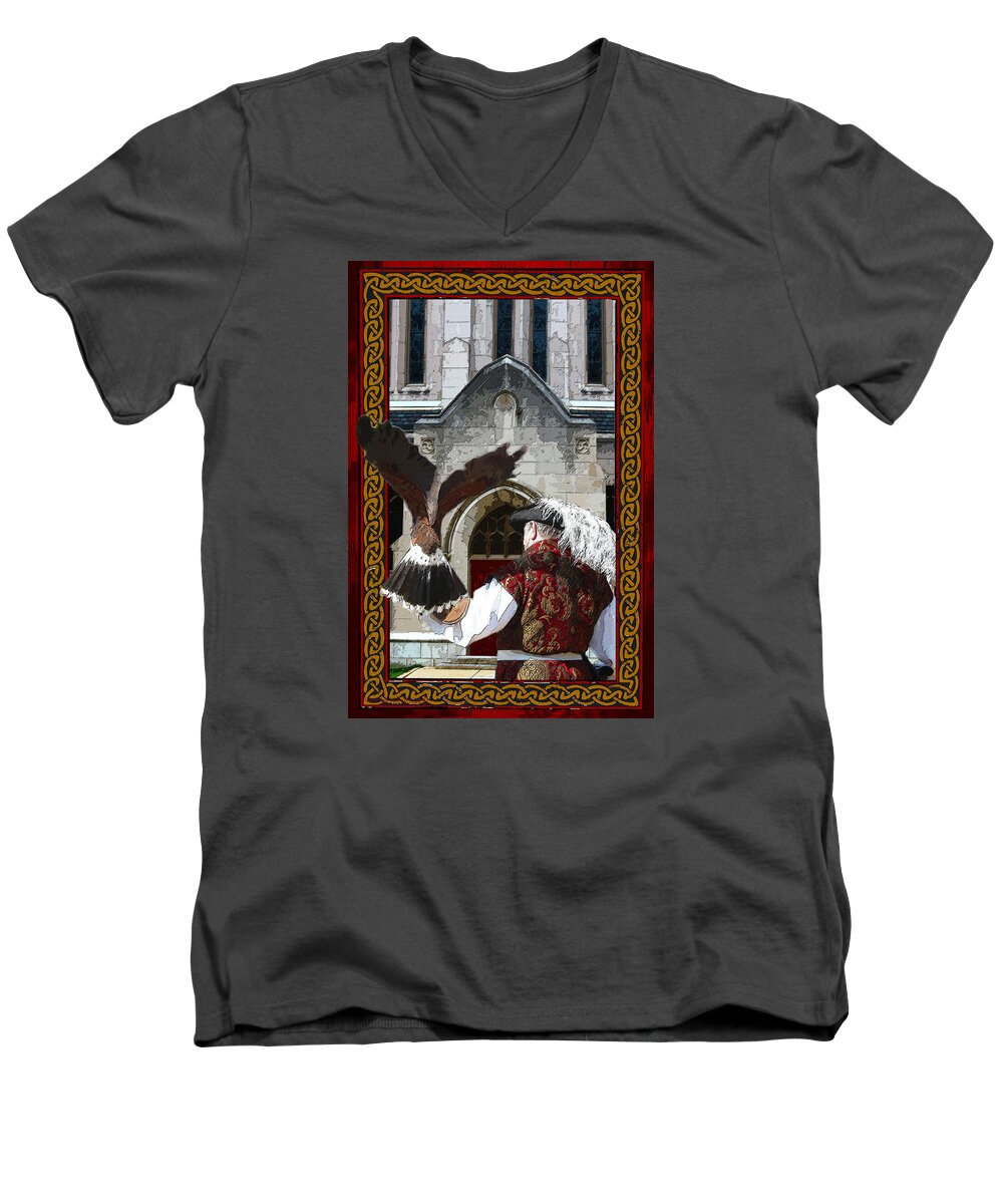Falconer Men's V-Neck T-Shirt featuring the photograph The Falconer by Susan Vineyard